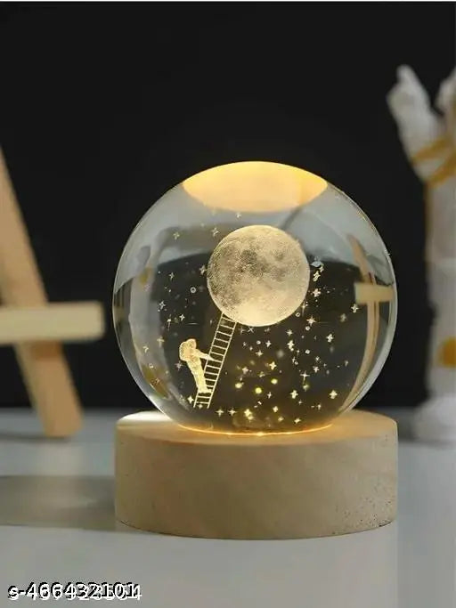 3D Crystal Glass Astronomy Night Lamp – Solar System Fantasy LED Light with Touch Base