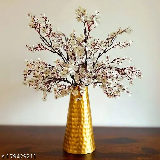 Hammered Gold Metal Flower Vase